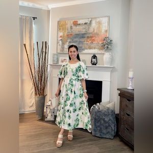 PUFF SLEEVE ITALIAN SILK DRESS